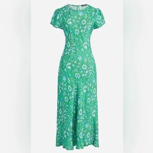 J. Crew Gwyneth Cupro-blend green floral slip dress in size 00